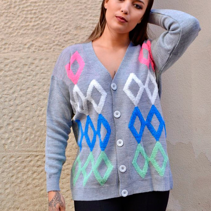 Cárdigan - Rombos Gris