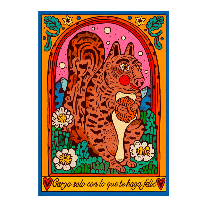 Print de Asís Percales A4 - "Carga sólo con lo que te haga feliz"