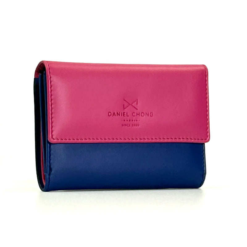 Cartera con solapa Daniel Chong - Azul y fucsia