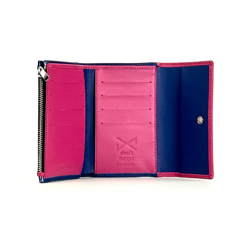 Cartera con solapa Daniel Chong - Azul y fucsia