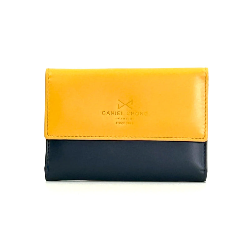 Cartera con solapa Daniel Chong - Navy y mostaza