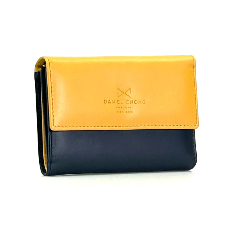 Cartera con solapa Daniel Chong - Navy y mostaza