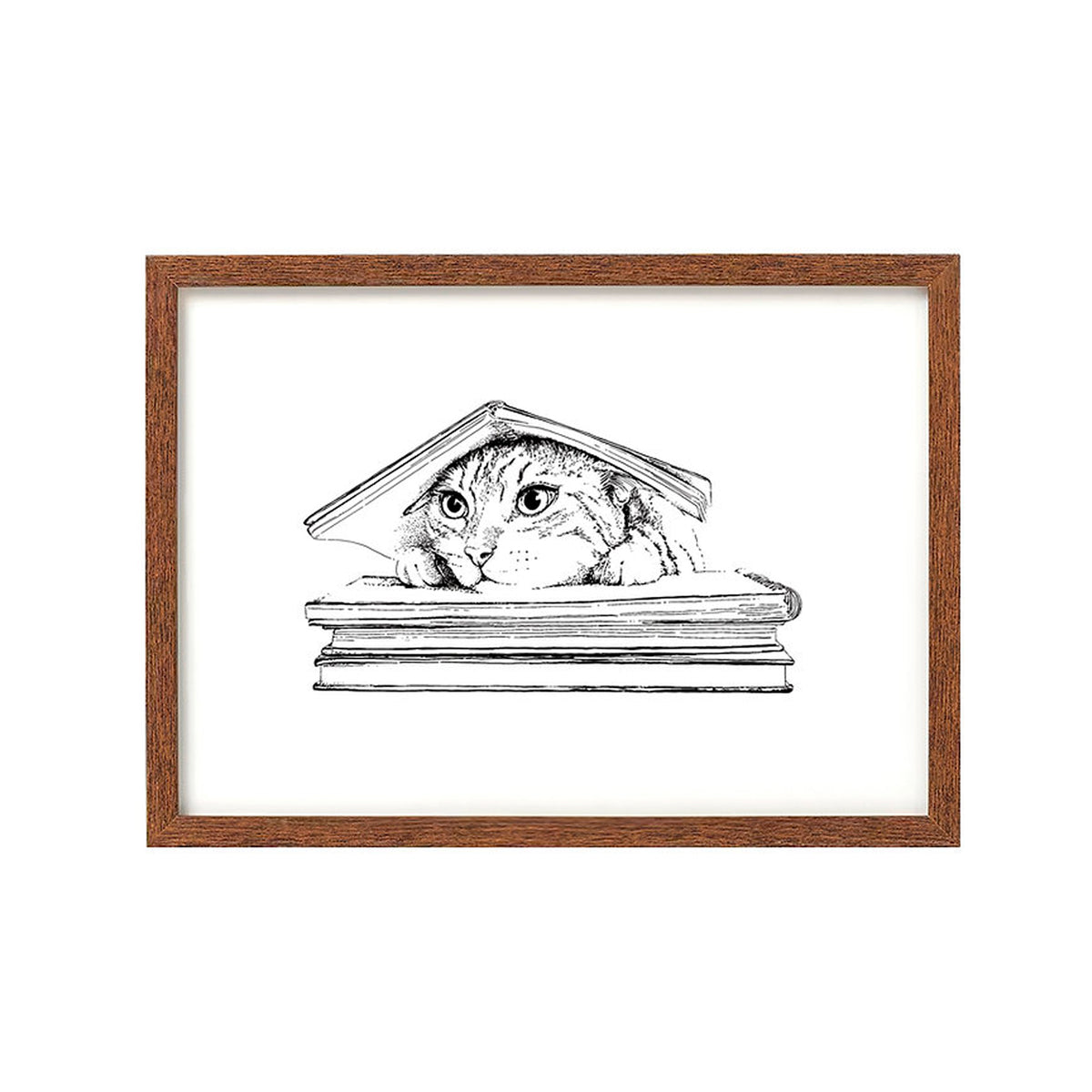 Print de Laura Agustí A5 - "Cat under the book"