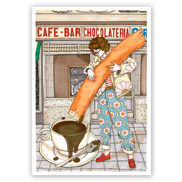 Print de Ana Jarén A4 - "Churros con Chocolate"