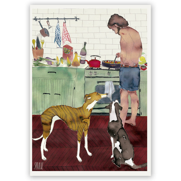 Print de Sara Luz 32 x 45 - "Cocinando con perritos"