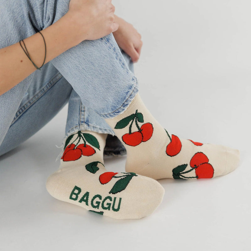 Calcetines Baggu - Ecru Cherry