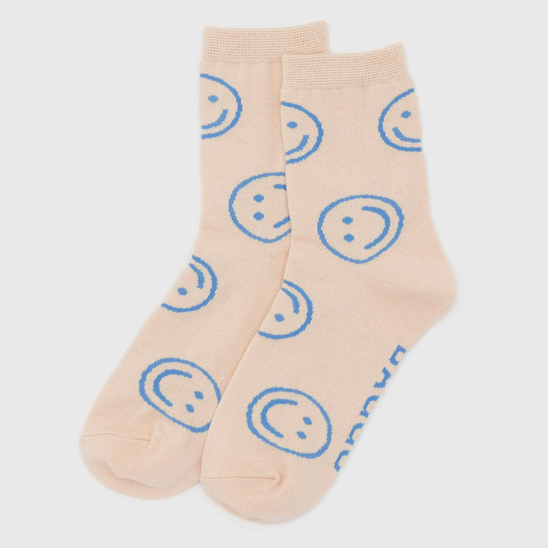 Calcetines Baggu - Ecru Periwinkle Happy