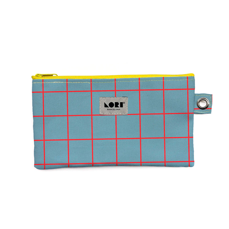 Estuche Lori Barcelona - Windowpane Azul y Rojo