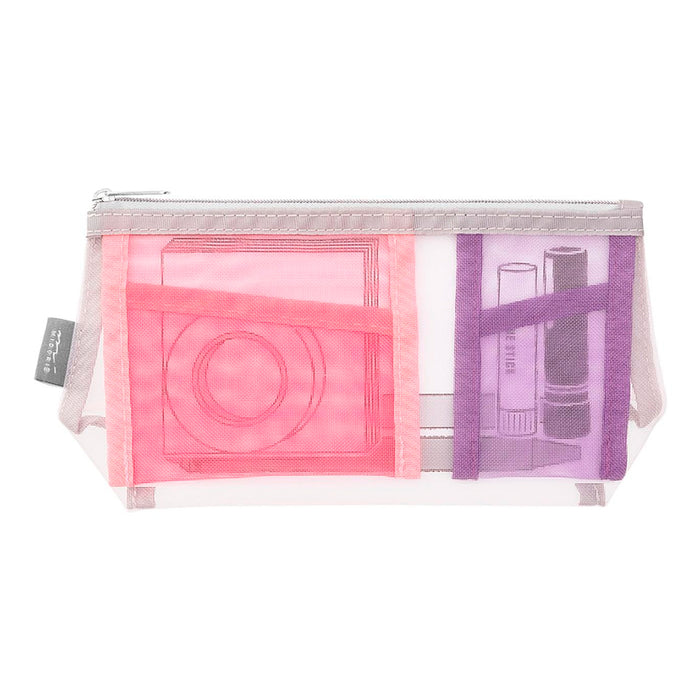 Estuche de malla con compartimentos Midori - Rosa y morado
