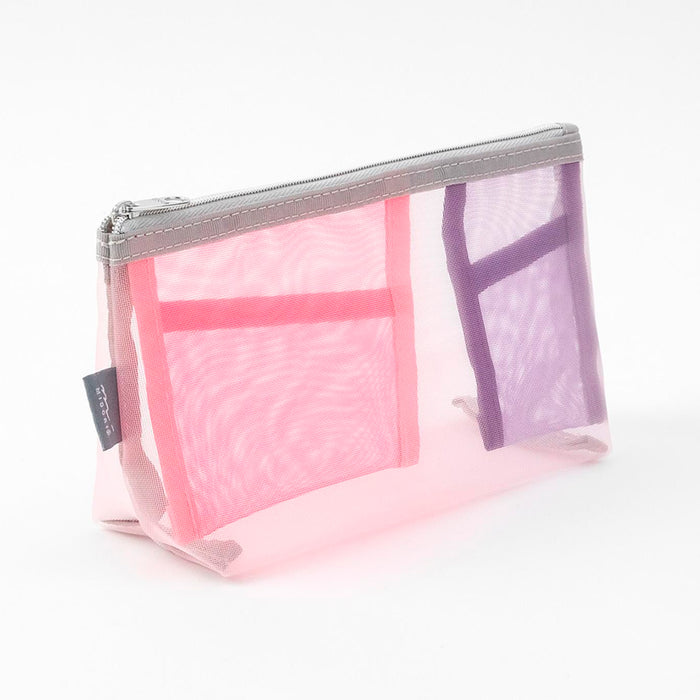 Estuche de malla con compartimentos Midori - Rosa y morado