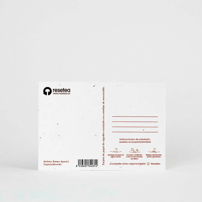 Postal plantable - "Feliz cumpleaños, los años te sientan de manzanilla"