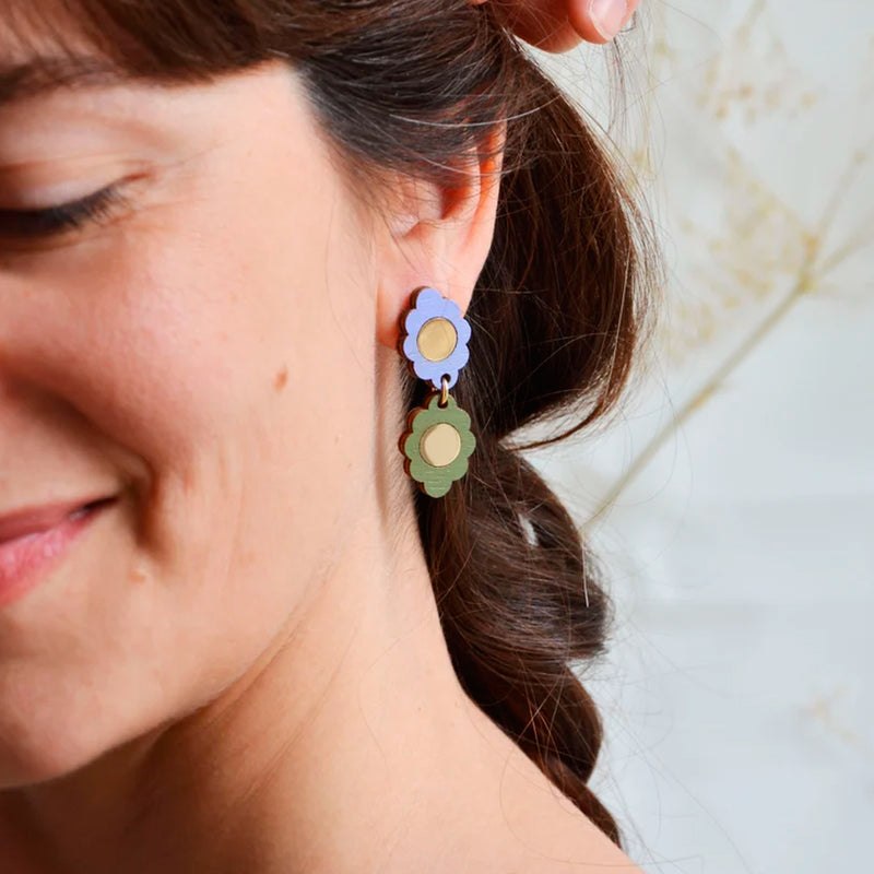 Pendientes - Dangle Earrings Lilac and Olive