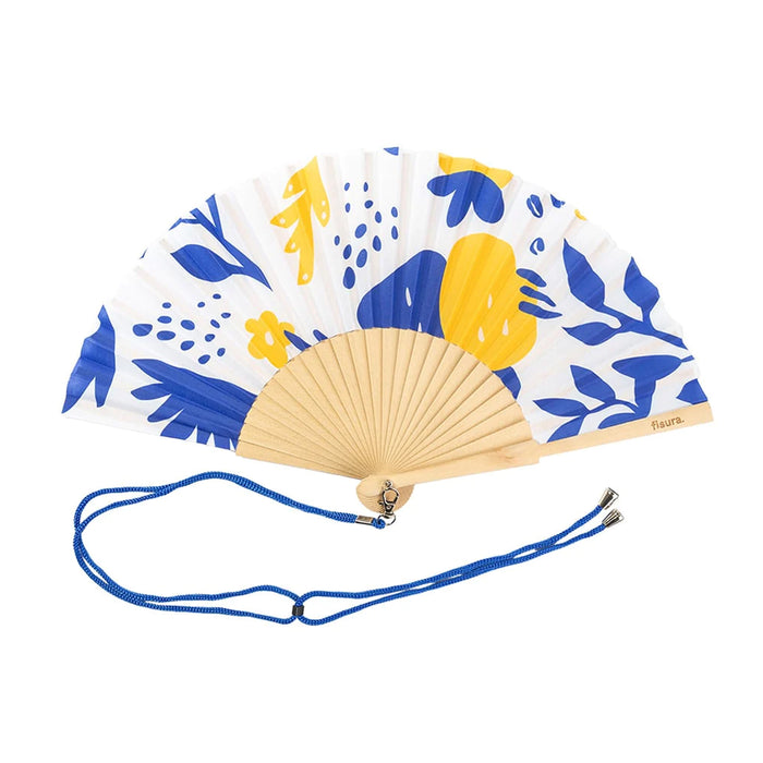 Abanico Fisura - Flores azul y amarillo