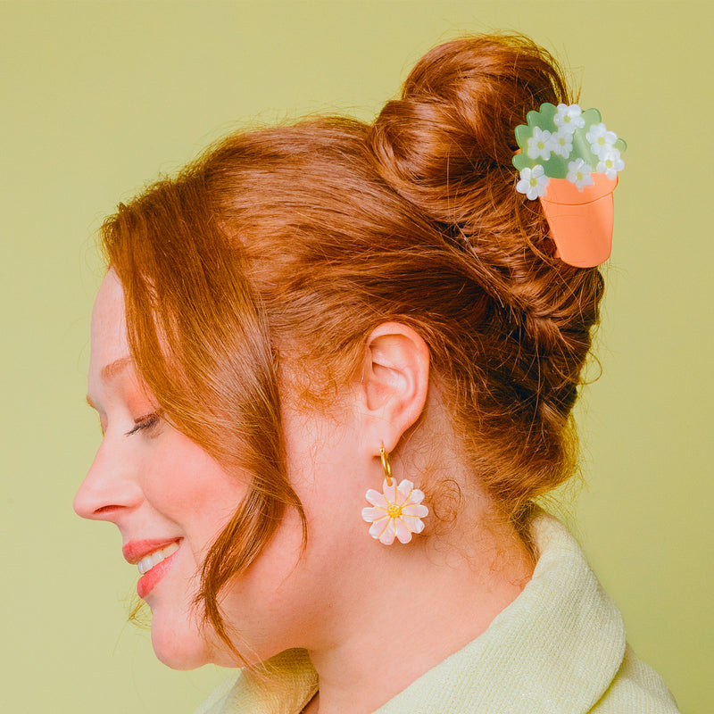 Pinza para el pelo - Maceta con Flores 🌼