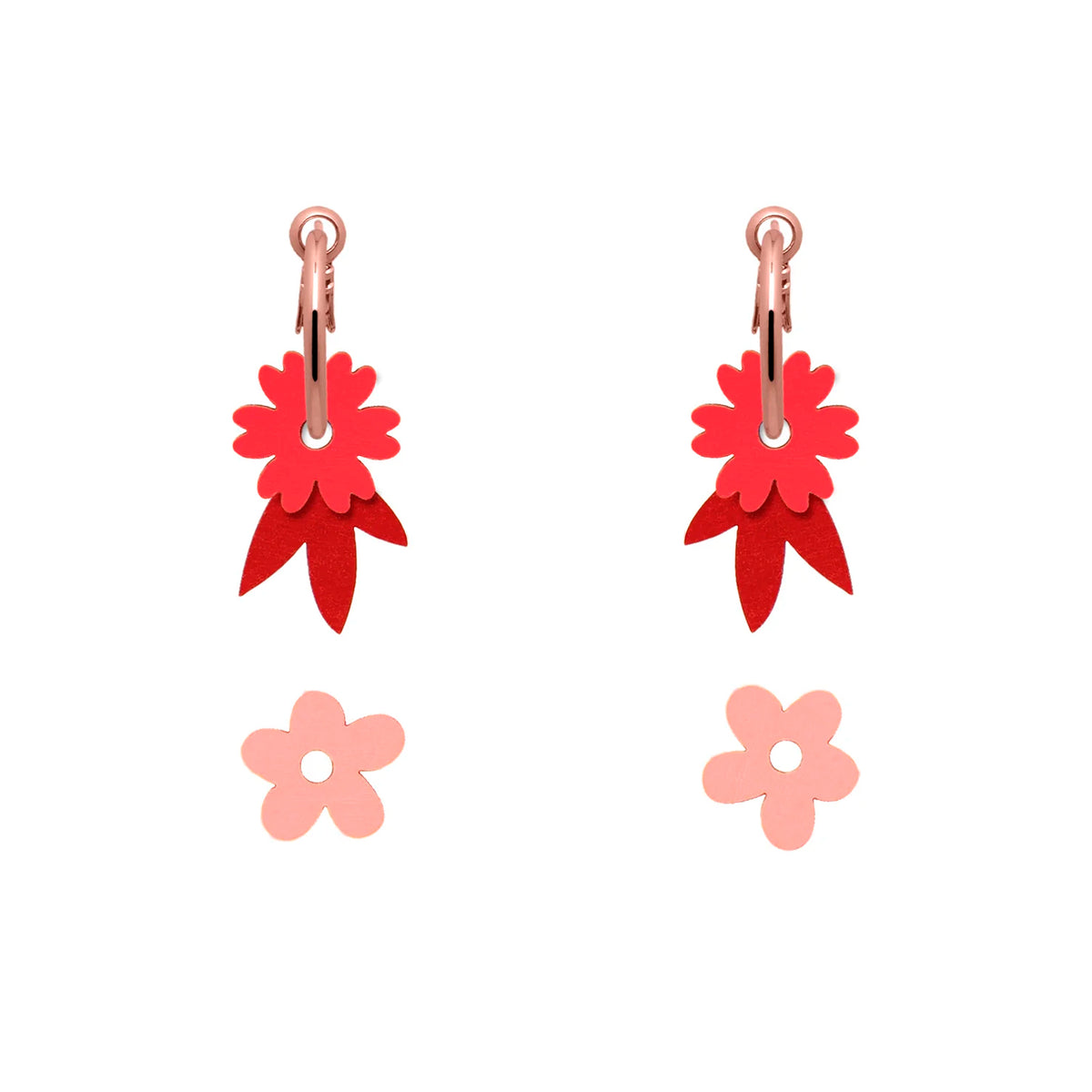 Pendientes de aro intercambiables Materia Rica - Flower Rosé