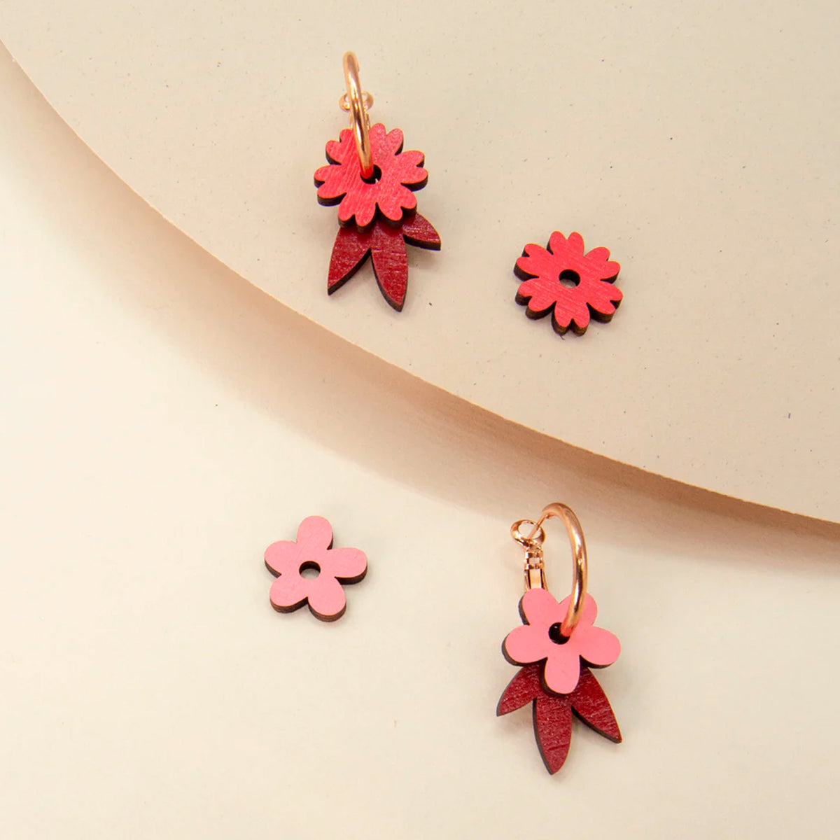 Pendientes de aro intercambiables Materia Rica - Flower Rosé