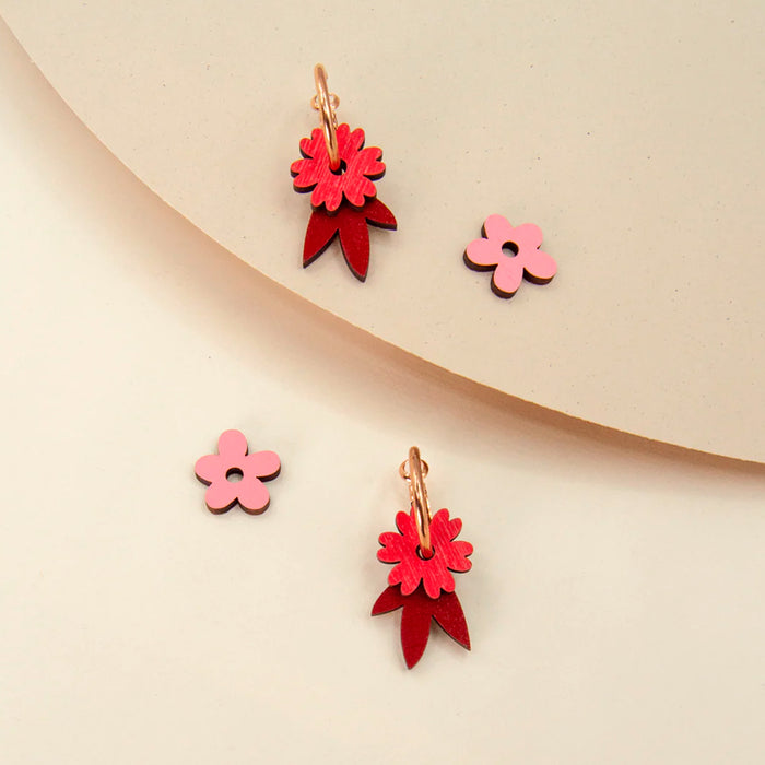 Pendientes de aro intercambiables Materia Rica - Flower Rosé