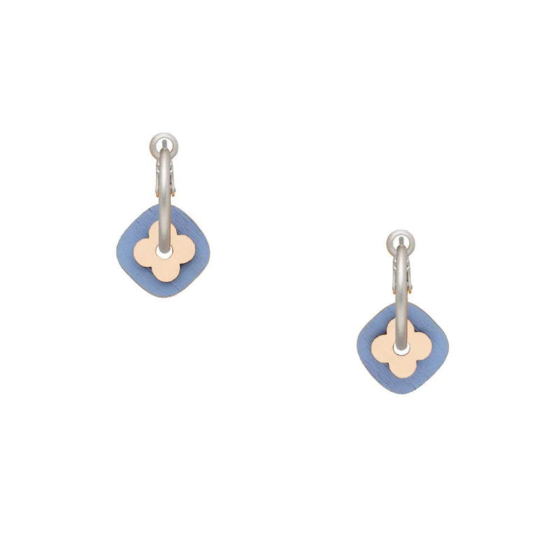Pendientes de aro Materia Rica - Flower Tile Blue and White