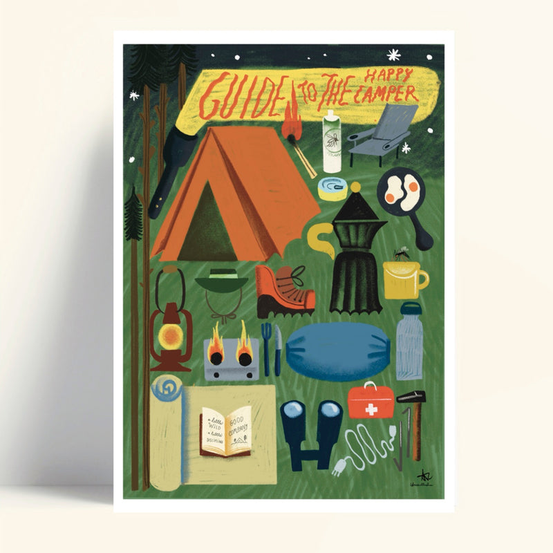 Print de Istriceillustra A4 - "Guide to the Happy Camper"