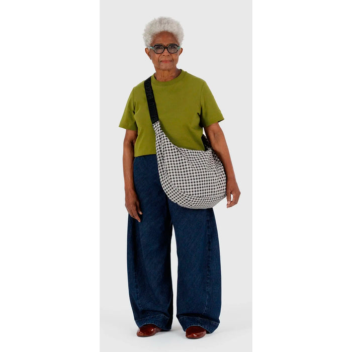 Bolso Large media luna Baggu - Black & White Gingham