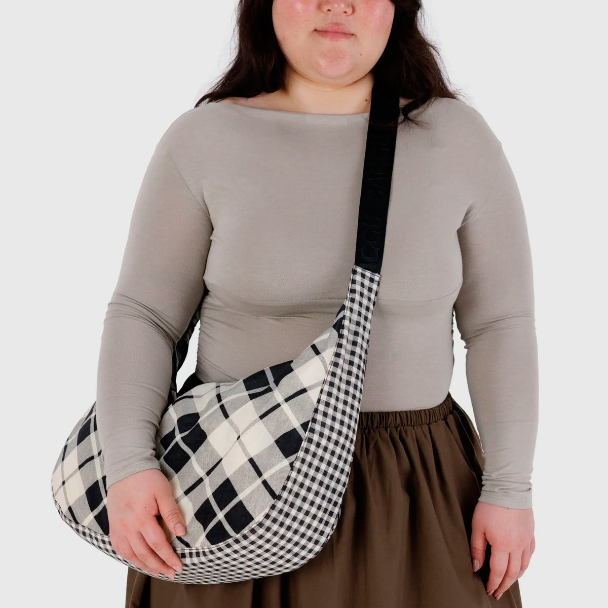 Bolso Large media luna Baggu - Mixed Plaid