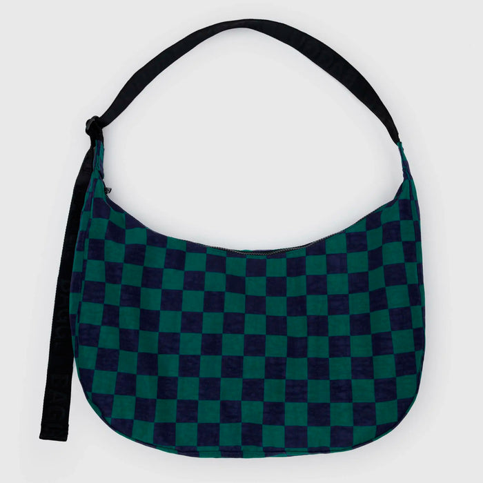 Bolso Large media luna Baggu - Navy Green Check