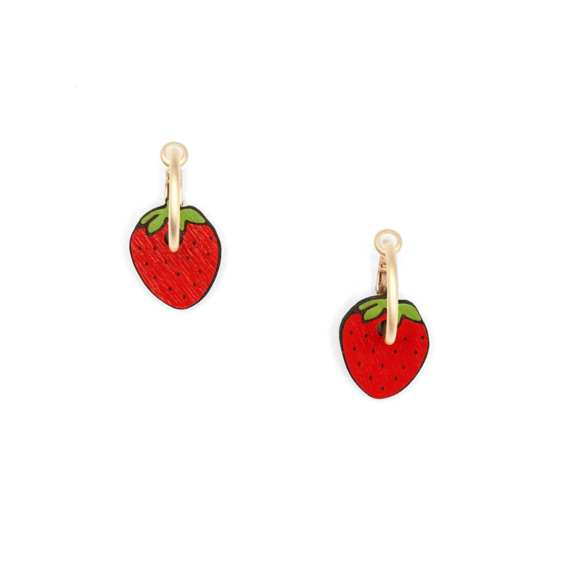 Pendientes de aro Materia Rica - Little strawberry 🍓