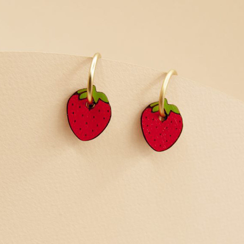 Pendientes de aro Materia Rica - Little strawberry 🍓