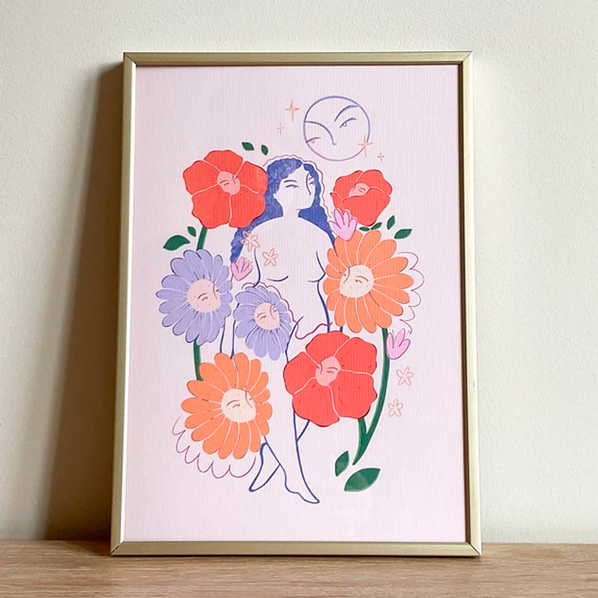 Print de Natalia Fuente A4 - Luna de Flores