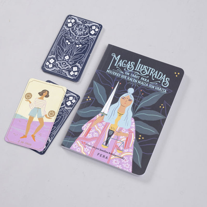 Baraja de Tarot con libro - "Magas Ilustradas" de Mara Parra