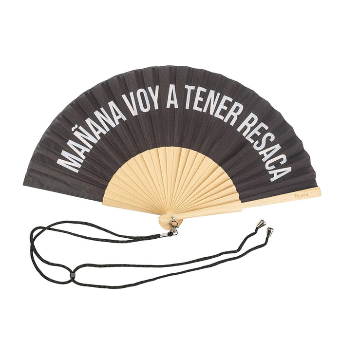 Abanico Fisura - "Mañana voy a tener resaca" negro