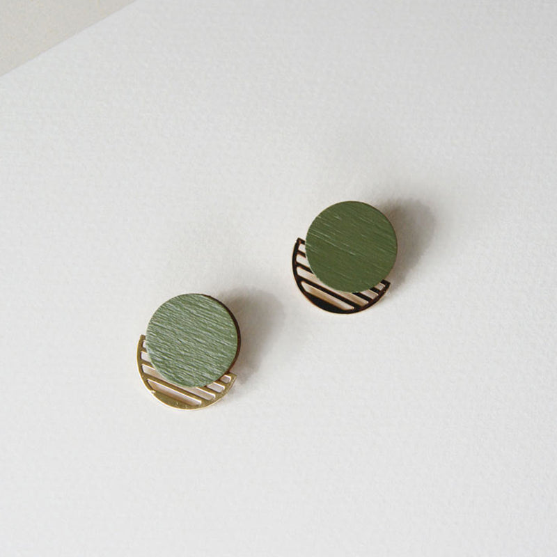 Pendientes - Round Studs Olive
