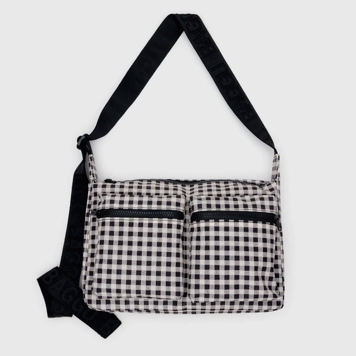 Bolso Cargo Grande Baggu - Black & White Gingham