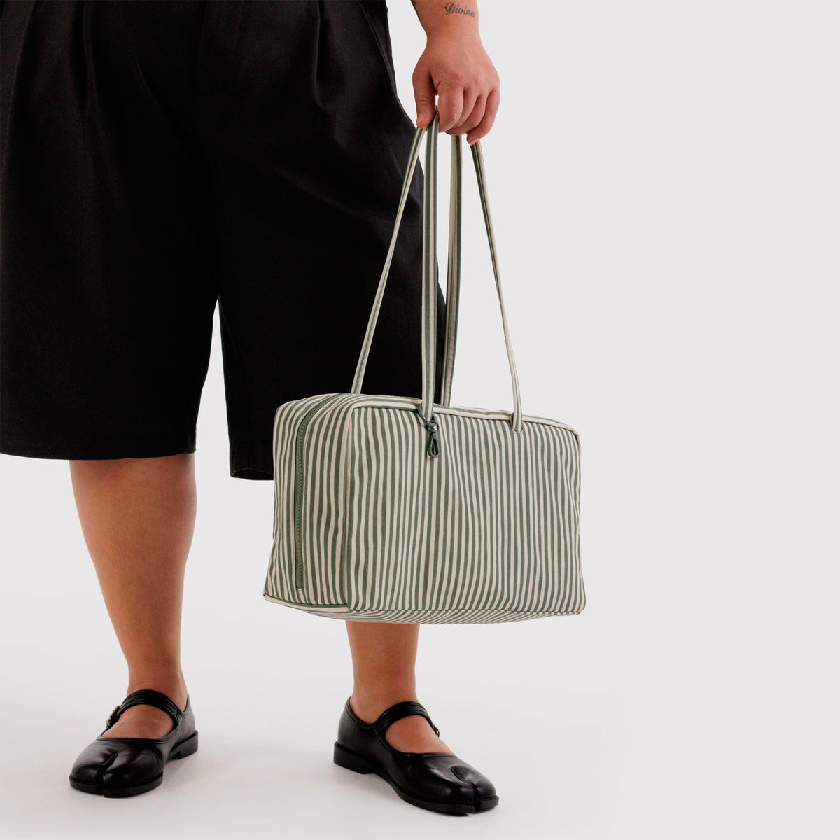 Bolso Mediano Bowler Baggu - Sage Stripe