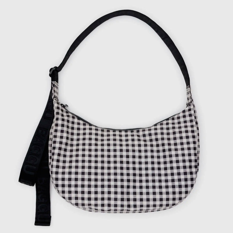 Bolso media luna Baggu - Black & White Gingham