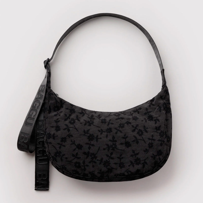 Bolso media luna Baggu - Charcoal Ditsy Floral