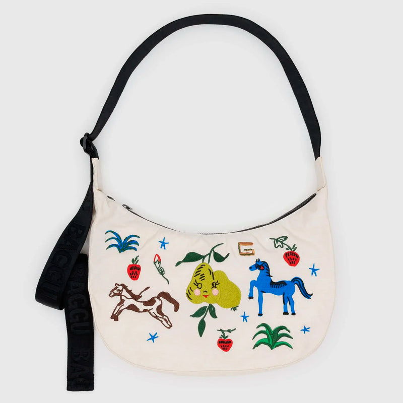 Bolso media luna Baggu - Embroidered Painted Prairie