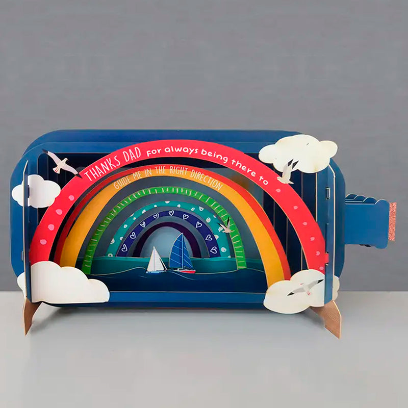 Postal 3D - Botella Arcoíris ⛵🌈