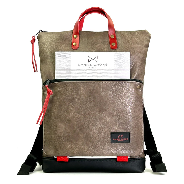 Mochila Book Holder Brunello con bolsillo extra Daniel Chong - Beige oscuro