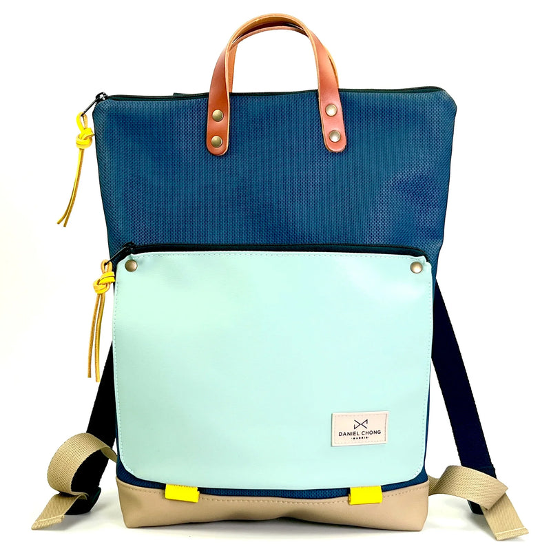 Mochila Book Holder Impermeable con bolsillo extra Daniel Chong - Azul con bolsillo menta