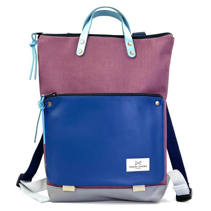 Mochila Book Holder Impermeable con bolsillo extra Daniel Chong - Color vino con bolsillo azul