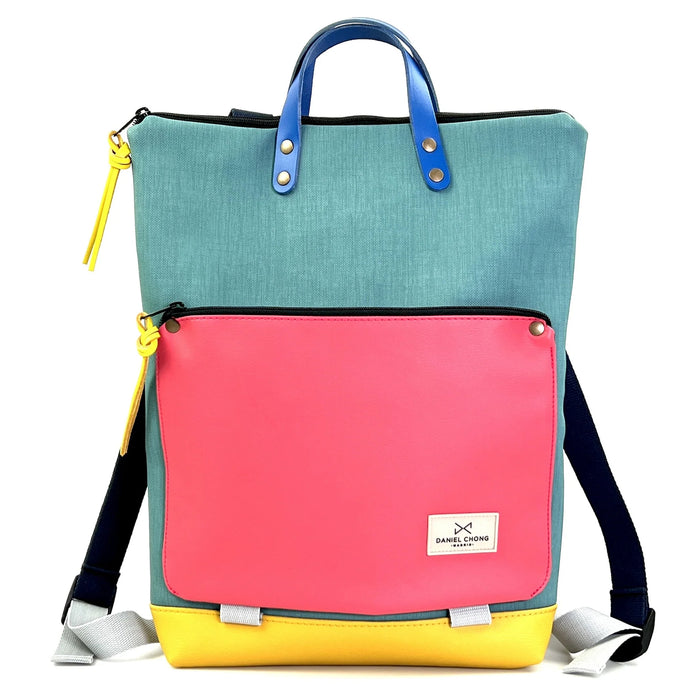 Mochila Book Holder Impermeable con bolsillo extra Daniel Chong - Turquesa con bolsillo fucsia