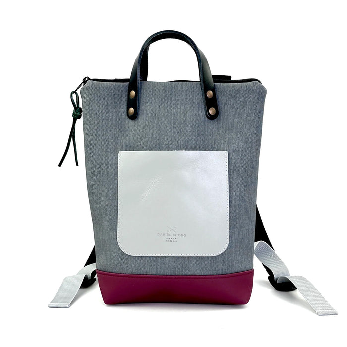 Mochila Mini Impermeable con bolsillo extra Daniel Chong - Gris con bolsillo gris