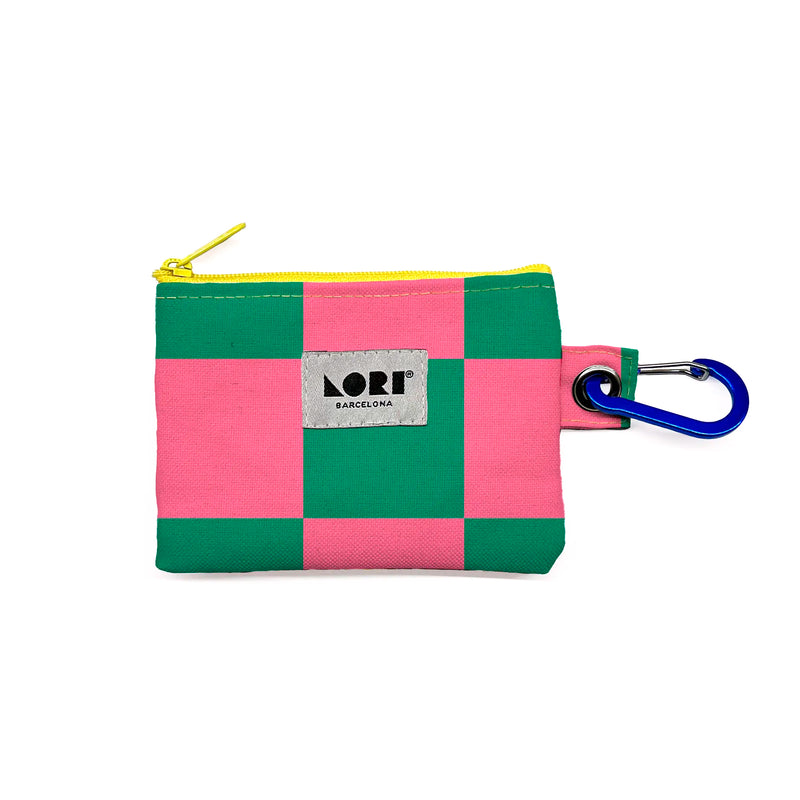 Monedero Lori Barcelona - Cuadros Verde y Rosa