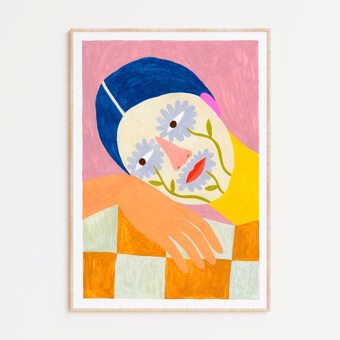 Print de Depeapa A4 - "Mujer Máscara Flores"