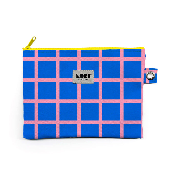 Estuche Grande Lori Barcelona - Windowpane Azul y Rosa