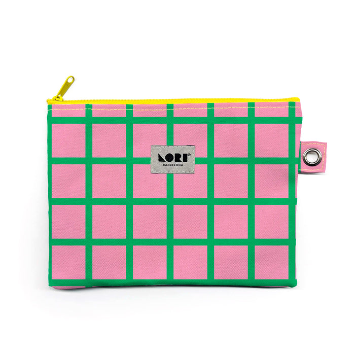 Estuche Grande Lori Barcelona - Windowpane Rosa y Verde