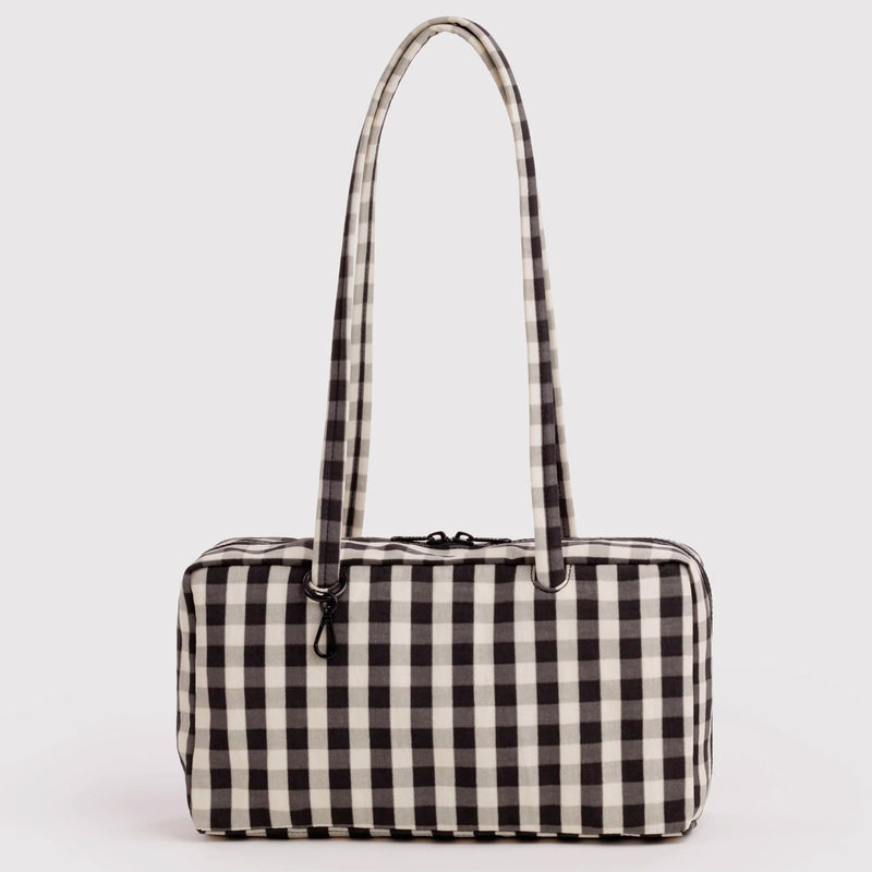 Bolso Bowler Baggu - Black and Cream Gingham