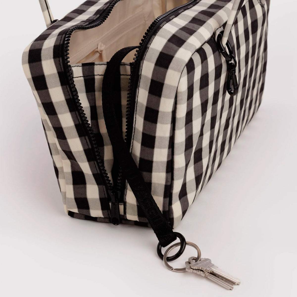Bolso Bowler Baggu - Black and Cream Gingham
