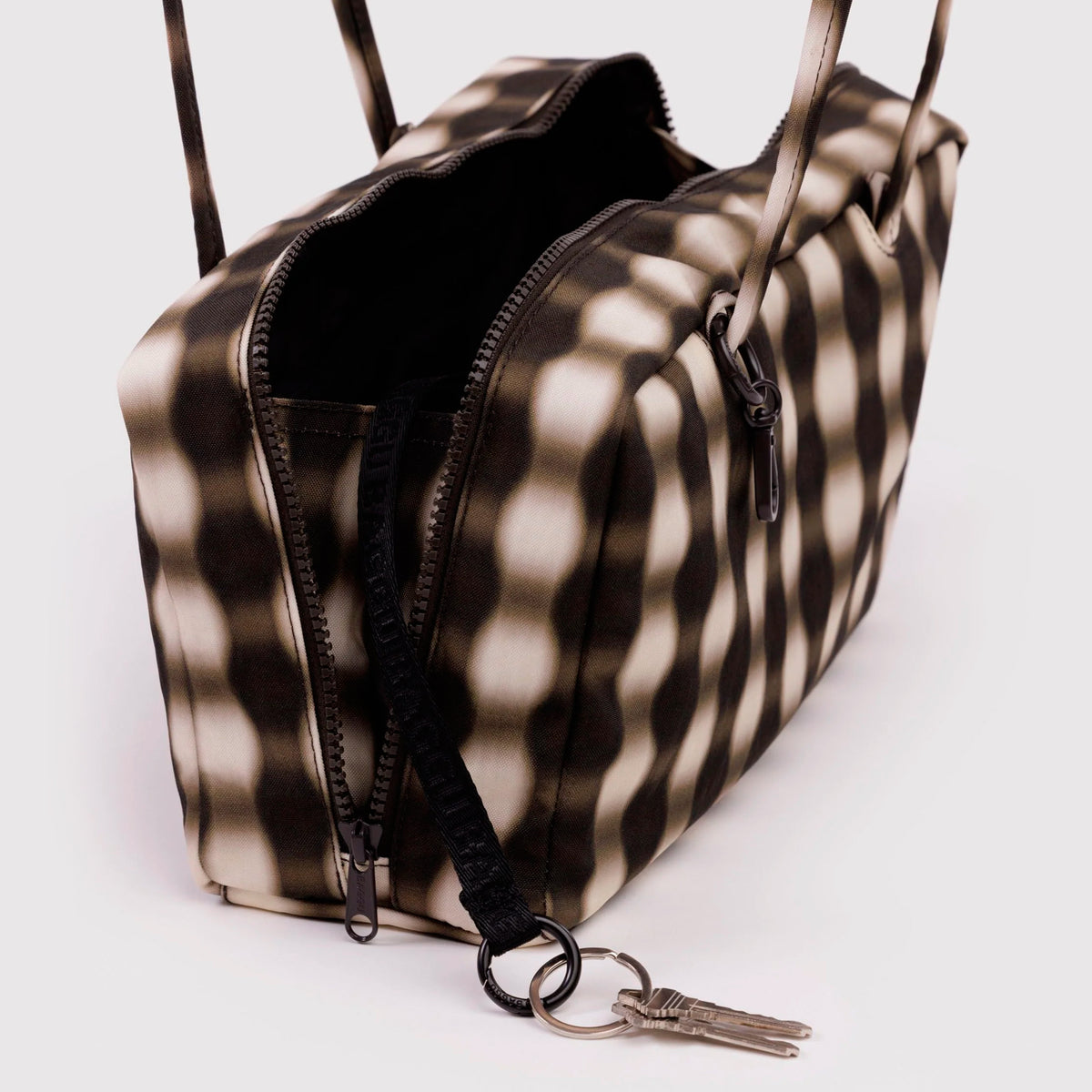 Bolso Bowler Baggu - Blurred Gingham Brown